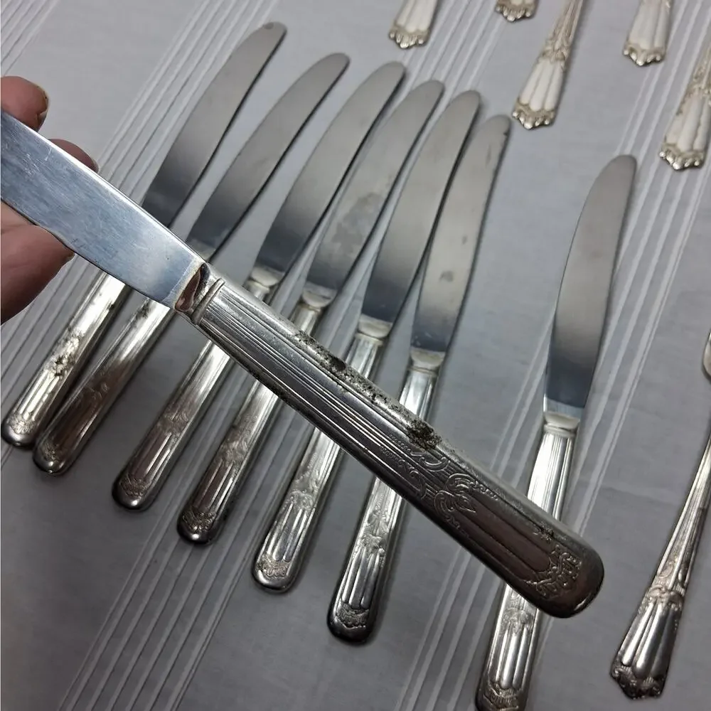 Lenox Silver Plate Deerfield Art Deco Flatware 22 Pieces Tarnished Pitted AS IS